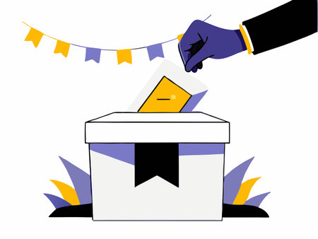 Hand Casting a Vote by Dropping a Ballot Paper into a Dedicated Boxのイラスト素材