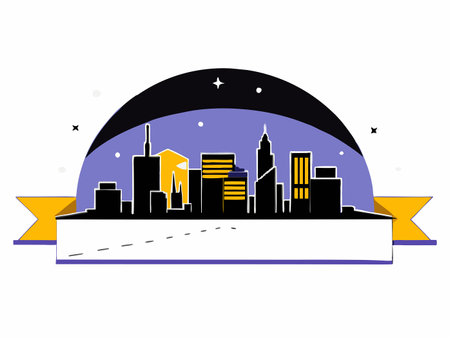 Neon-Lit Cyberpunk Cityscape with Intricate Vector Linesのイラスト素材