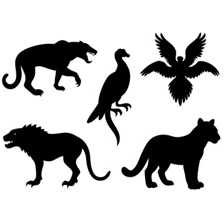 Six Majestic Jungle Predators: Silhouettes of Apex Huntersのイラスト素材