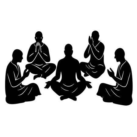 Silhouette Portraits of Six Renowned Philosophers in Deep Thoughtのイラスト素材