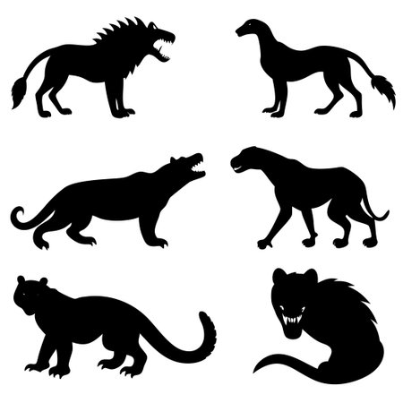 Silhouettes of Six Majestic Jungle Predators on the Prowlのイラスト素材