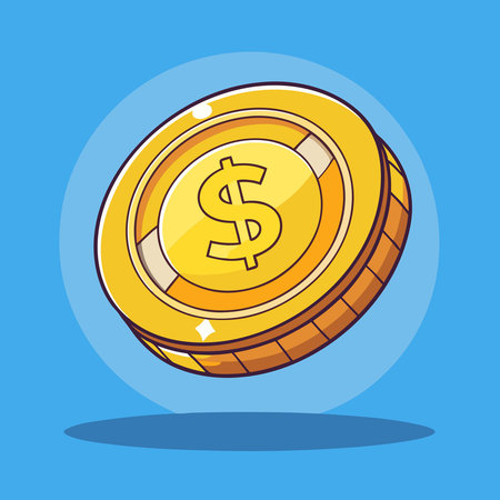 3D Cartoon Icon of a Gold Coin Floating in the Airのイラスト素材