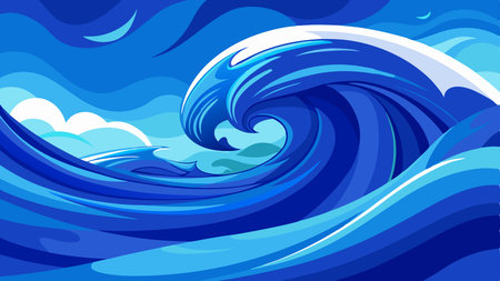 Electric Blue Wave Background with Abstract Lines and Vector Design