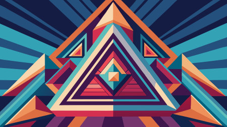 Abstract Triangular Geometric Background in Vibrant Color Paletteのイラスト素材