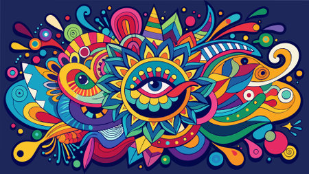 Vibrant and Abstract Doodle Vector Illustration in Professional Designのイラスト素材