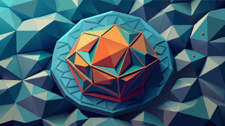 ** Three-Dimensional Abstract Voronoi Cell with Geometric Patterns for Design Background**のイラスト素材