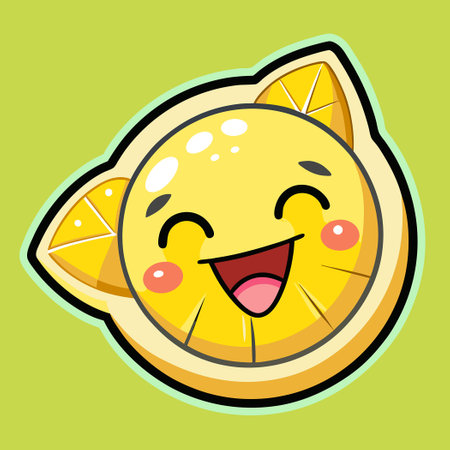 Winking Lemon Slice Cartoon Sticker for Social Media and Messaging Appsのイラスト素材