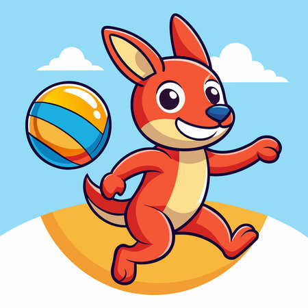 Animated Sticker of an Adorable Kangaroo Hopping Energetically in a Joyous Mannerのイラスト素材