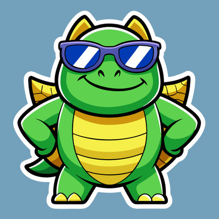 Cool Cartoon Turtle Rocking Shades and a Grinのイラスト素材