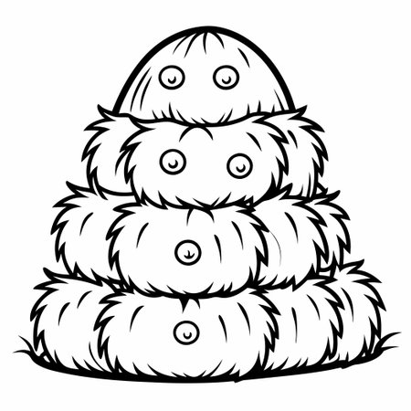 Intricate Haystack Coloring Page Offers Detailed Design for Relaxation and Creativityのイラスト素材