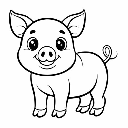 Printable Pig Coloring Page for Kids to Enhance Creativity and Imaginationのイラスト素材