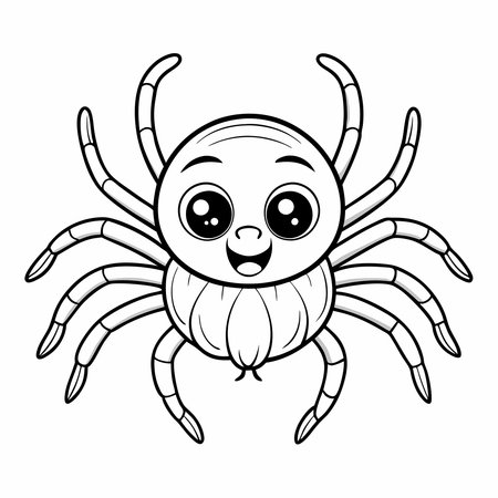 Cute Spiderling Coloring Page for Kids and Beginnersのイラスト素材