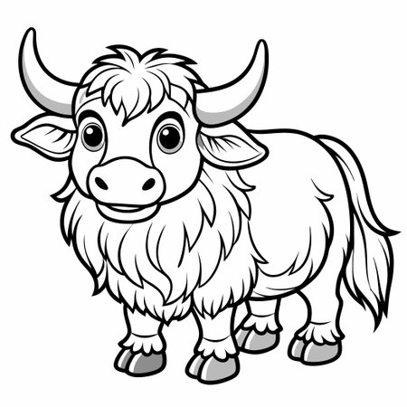 Black and White Yak Coloring Pageのイラスト素材