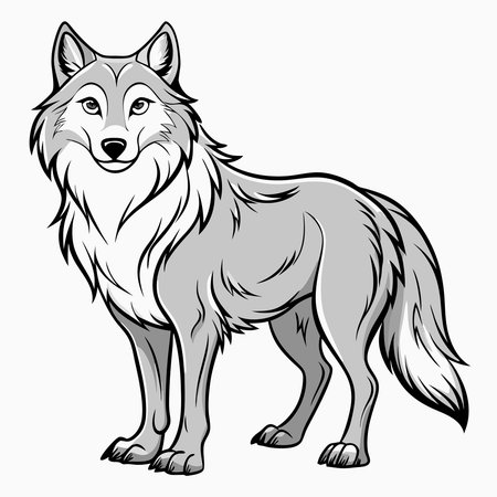 Printable Wolf Illustration for Coloring: A Fierce Friend in Nature