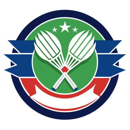 Badminton Sports Logo Design with Vector Illustrationのイラスト素材