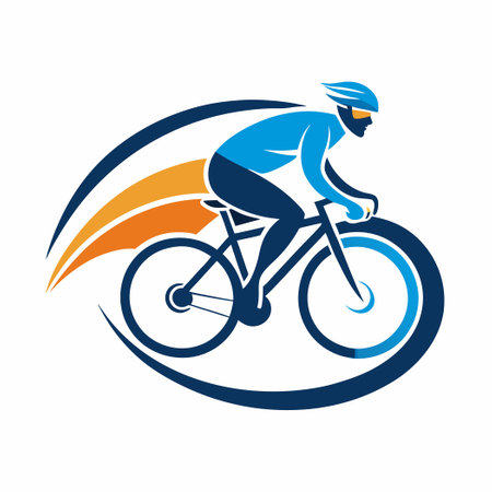 Minimalist Cycling Logo Icon in Flat Vector Style for Sports and Fitness Conceptsのイラスト素材