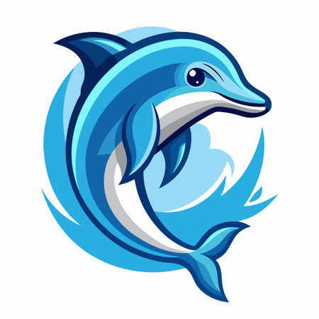 Graceful Dolphin Leaping from Azure Waters: A Stunning Vector Illustrationのイラスト素材