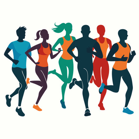 Diverse Marathon Runners Embracing the Challenge Togetherのイラスト素材