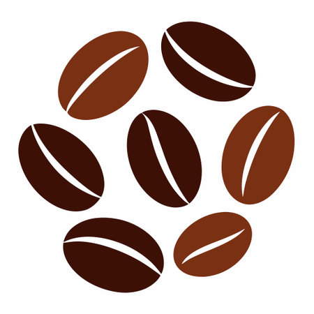 Isolated Coffee Beans on a White Background Icon Setのイラスト素材