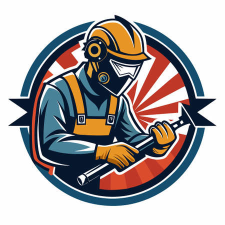 Vector Illustration of a Mechanic Welding with Gear and Spannersのイラスト素材