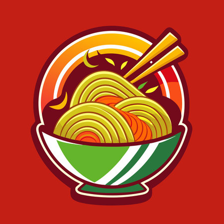 Logo Noodles: A Delicious Vector Illustrationのイラスト素材