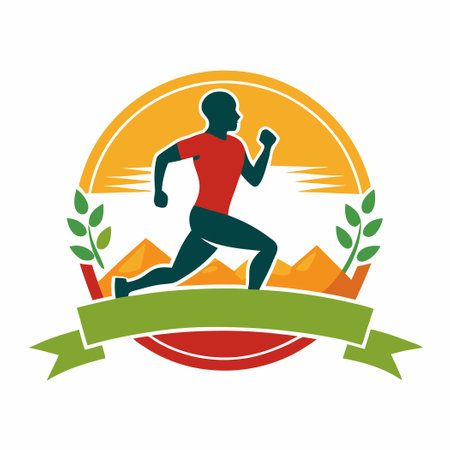Intricate and Dynamic Logo Illustration for Running and Marathon Eventsのイラスト素材