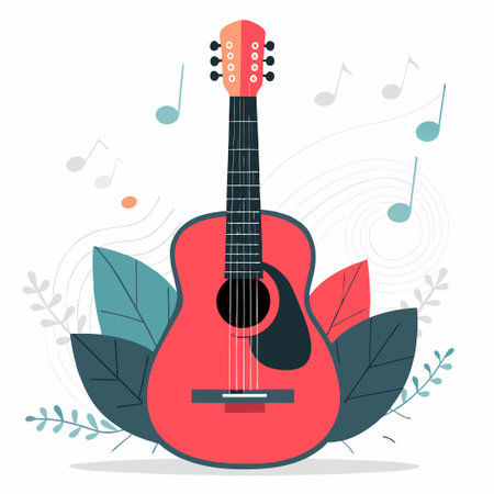 Conceptual Illustration of a Stunning Acoustic Guitar Close-upのイラスト素材