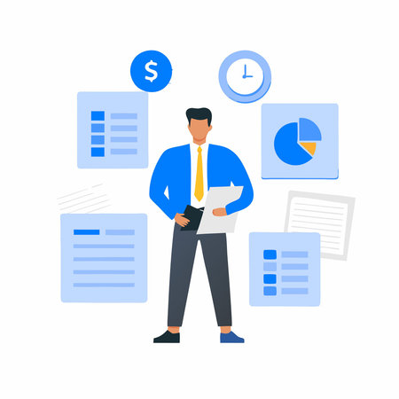 Accountant Performing Financial Analysis and Calculationsのイラスト素材
