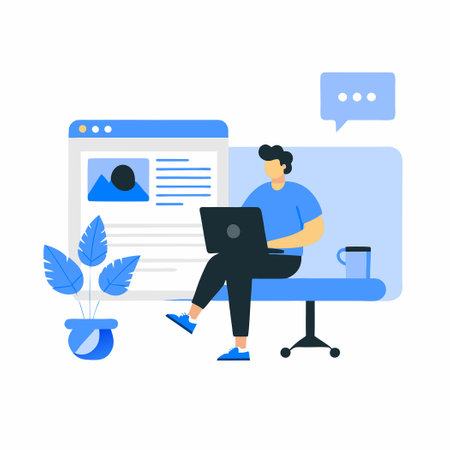 Concept of Blogging with a Creative and Inspiring Illustrationのイラスト素材