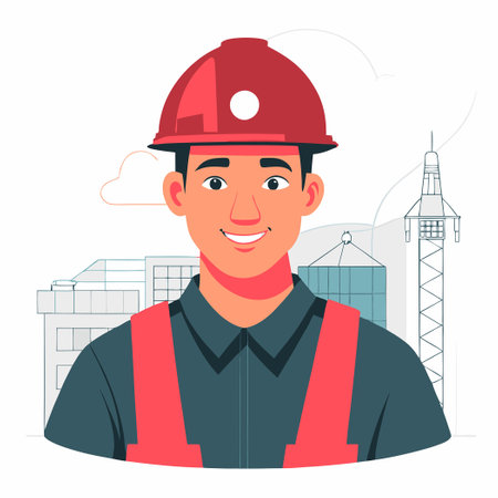 Illustrated Concept of a Protective Construction Hat in Yellow and Redのイラスト素材