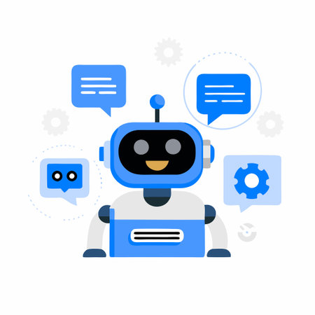 Chatbot Concept Illustration: AI Assistant in Actionのイラスト素材