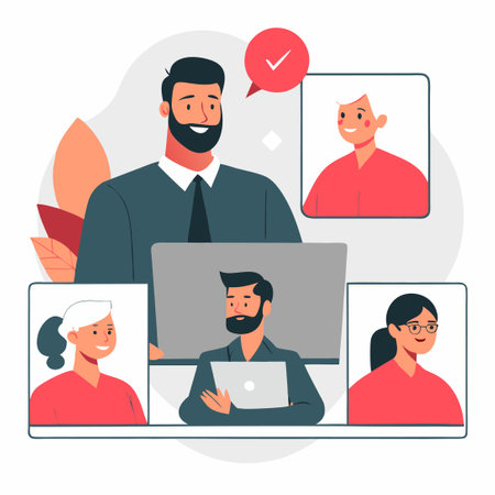 Real-Time Digital Collaboration Concept Illustration for Remote Teamsのイラスト素材
