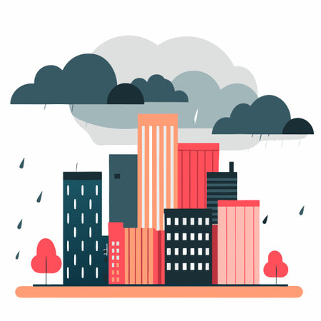 Enchanting Illustration Concept Depicting a Serene Rainy Day Sceneのイラスト素材