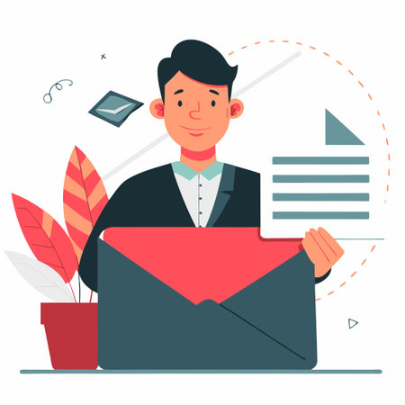 Conceptual Illustration of the Process of Sending an Emailのイラスト素材