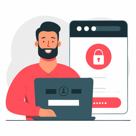 Conceptual Illustration of User Login Process on a Digital Deviceのイラスト素材