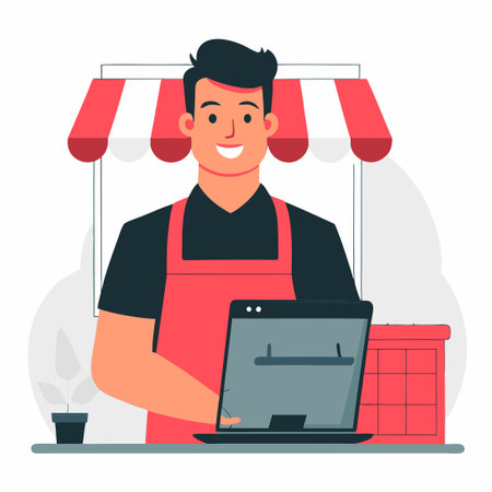 Marketplace Concept Illustration Depicting E-commerce, Shopping, and Online Transactionsのイラスト素材