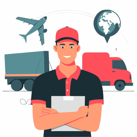 Logistics Concept Illustration Depicting Seamless Supply Chain Managementのイラスト素材