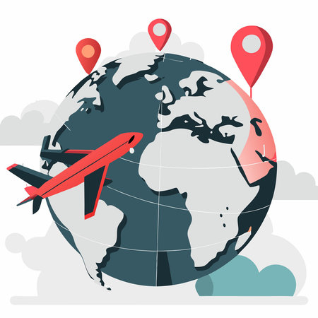 Embark on a Global Adventure: Concept Illustration of International Travelのイラスト素材