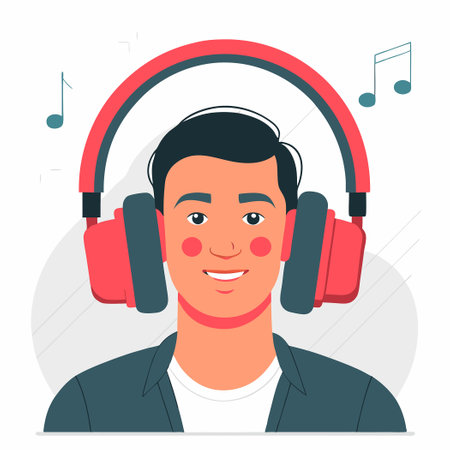 Futuristic Headphone Design Concept with Abstract Shapes and Vibrant Colorsのイラスト素材