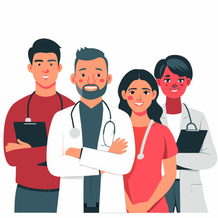 Diverse Healthcare Professionals Collaborating for Patient Careのイラスト素材