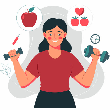 Illustrated Concept of Healthy Habits for a Wholesome Lifestyleのイラスト素材