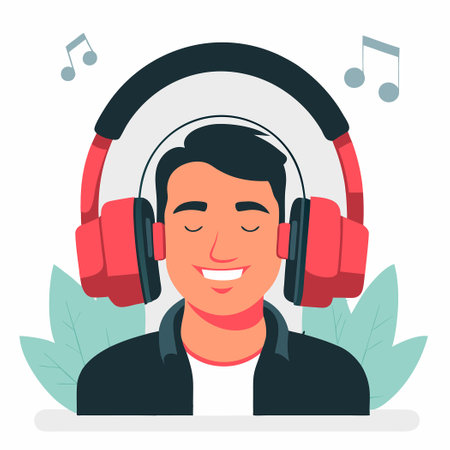 Concept Illustration of Over-Ear Headphones in a Modern Designのイラスト素材