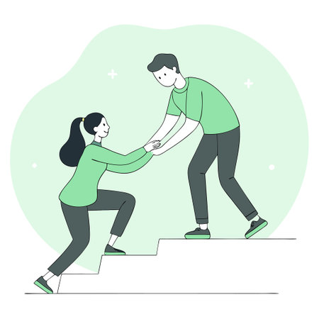 Concept Illustration of Hands Supporting and Guiding a Personのイラスト素材