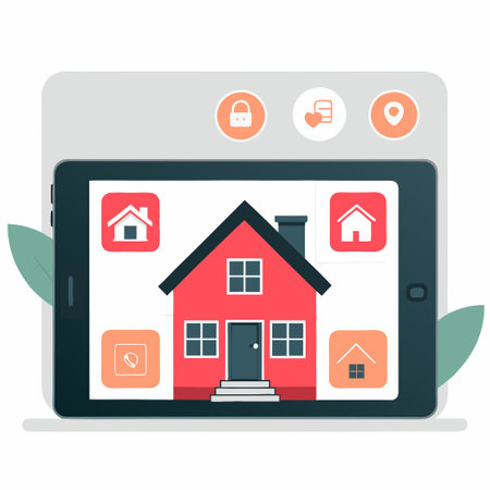 Minimalist Smartphone Home Screen Concept with Abstract Illustrations and App Iconsのイラスト素材