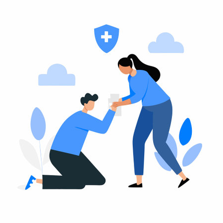 Supportive Partner Assisting and Lending a Helping Hand in Daily Lifeのイラスト素材