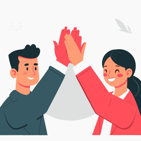High-Five Hands Depicting Conceptual Illustration of Unity and Collaborationのイラスト素材