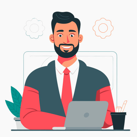 Creative Concept Illustration of Hiring Process with 3D Blocksのイラスト素材