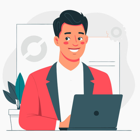 Concept Illustration of a Hired Individual Embracing a New Opportunityのイラスト素材