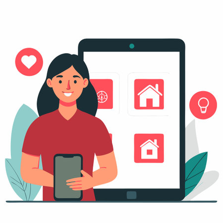 Modern Home Screen Display Concept with Intuitive App Arrangementのイラスト素材