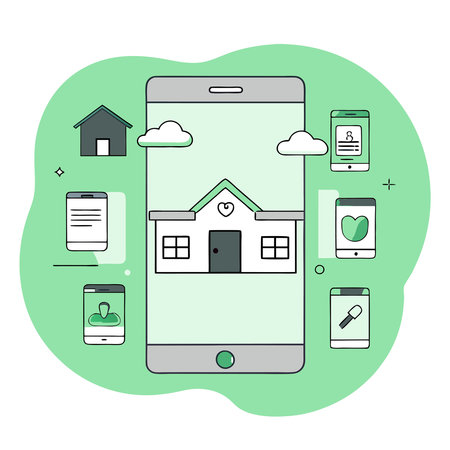 Modern Home Screen Design Concept with Minimalist Icons and Customizable Widgetsのイラスト素材